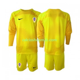 Croazia Portiere Bambino Maglia Prima World Cup 2022 Manica Lunga (+ Pantaloncini)